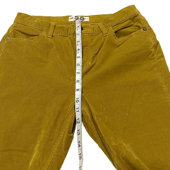 Free People We the Free Skinny Corduroy Pants Mustard Yellow Size 29 Raw Hem - Picture 9 of 10